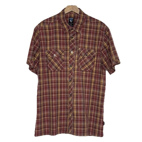 Kuhl Men's XL Suncel Red Plaid Short Sleeve Button Front Casual Shirt Outdoorsy - Picture 1 of 6
